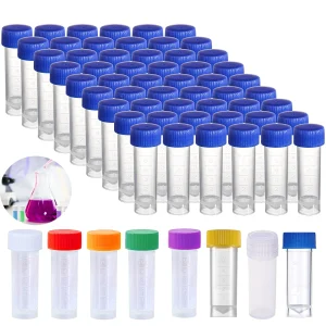 50/100Pcs Plastic Test Tubes Vials Sample Container Powder Craft Screw Cap Bottles for Office School Chemistry Supplies 1-10ml | Professional Grade | Bulk Available