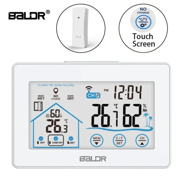 Touch Screen Wireless Weather Station Digital Home Temperature Humidity Meter Forecast Calendar Comfort Indicator Remote Sensor | Professional Grade | Bulk Available