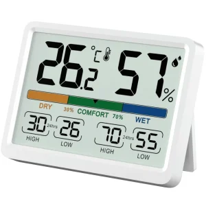 Home Indoor Thermometer For Room Digital Hygrometer Gauge Temperature And Humidity Monitor Meter Magnetic With High Low History | Professional Grade | Bulk Available