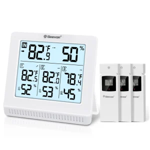 Geevon Indoor Outdoor Thermometer Wireless With Remote Sensors, Digital Temperature Gauge Humidity Monitor With Backlight | Professional Grade | Bulk Available