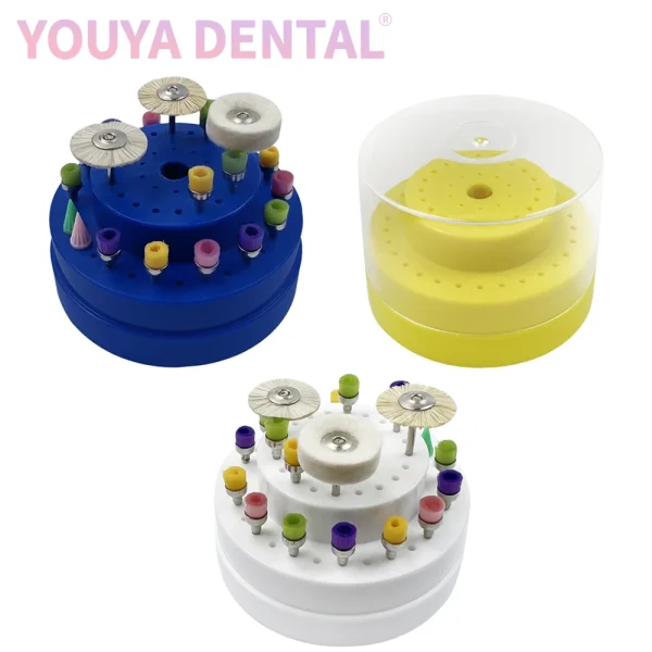 Dental Burs Holder 60Holes Round with Transparent Cover Autoclave Sterilizer Burs Block for Dental Lab Dentist Tool Plastic Case | Professional Grade | Bulk Available