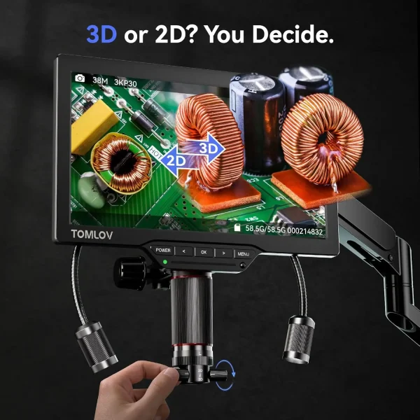 Dual lens setup on TOMLOV TM3K-3D Microscope