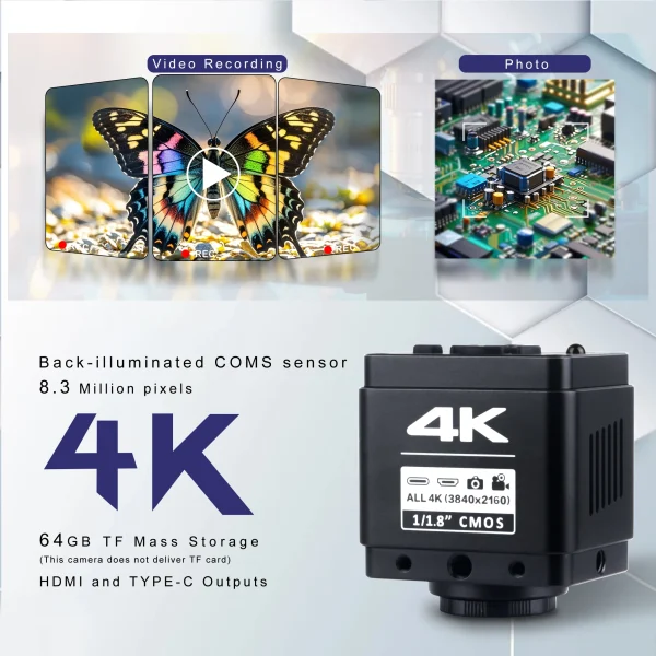 4K UHD Digital Microscope with Sony IMX678 Sensor - Side view