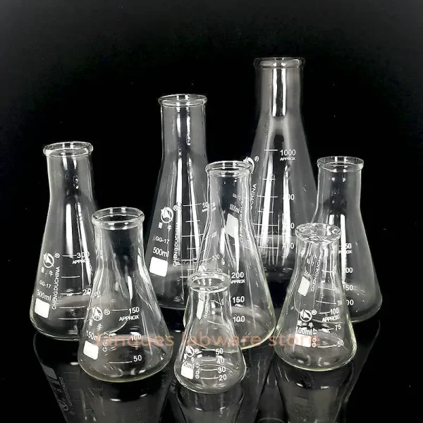 Borosilicate Glass Conical Flasks for Laboratory Experiments (50ml-1000ml)
